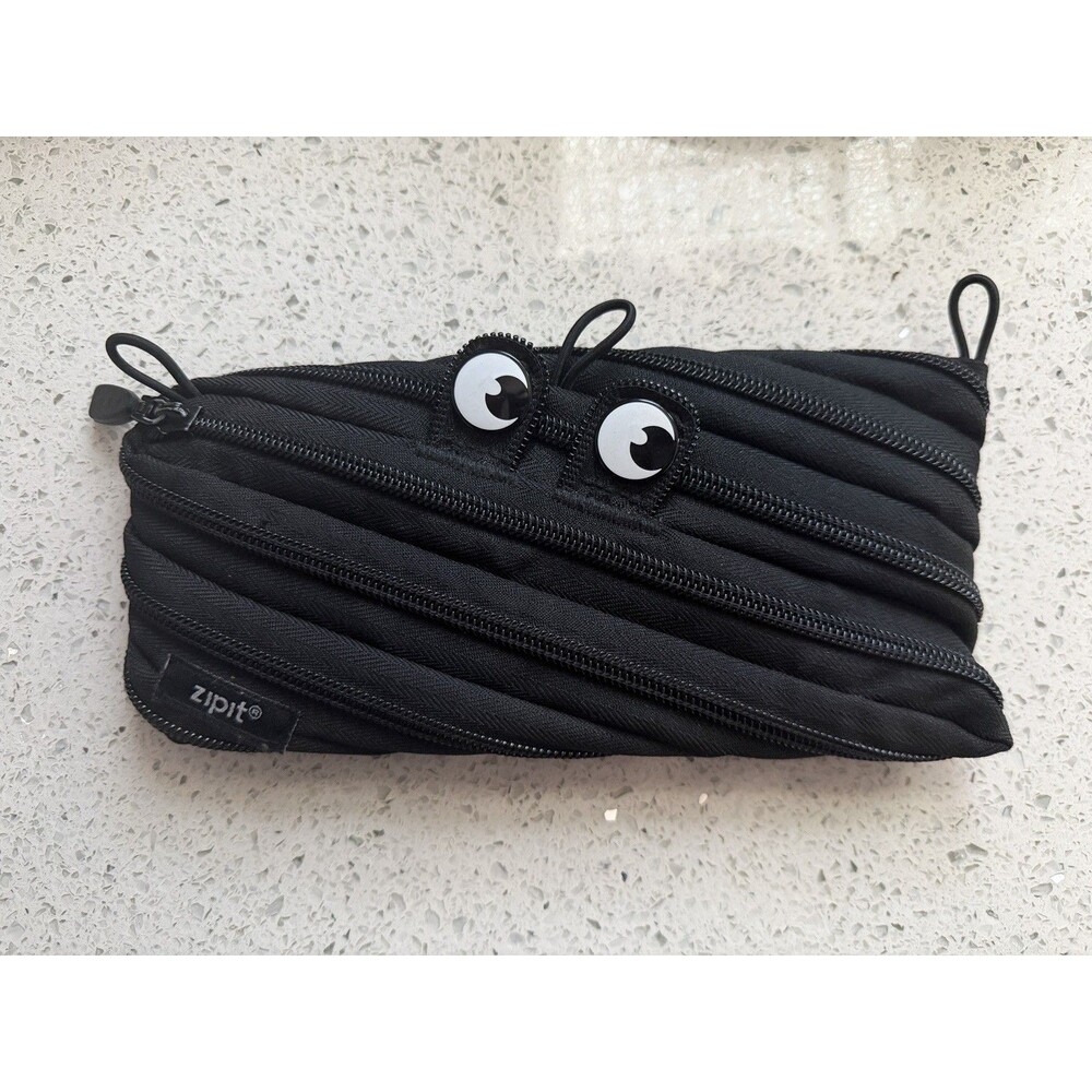 ZipIt Black Monster Pouch School Pencil Bag With White Teeth
